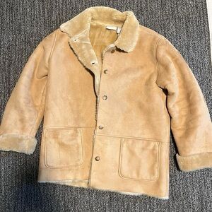 Faux fur jacket #thrifted #suede #fur